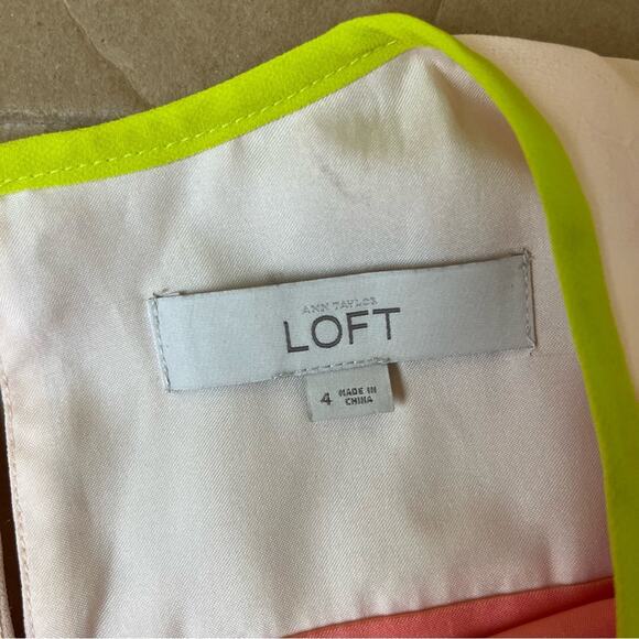 LOFT Pink Color Block Pleated Dress - Picture 8 of 9